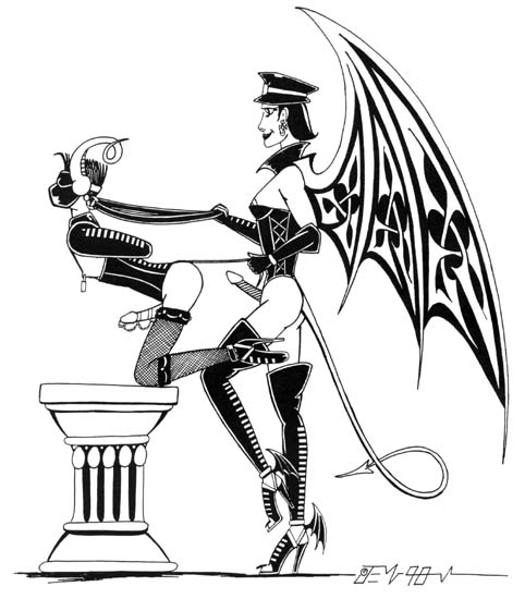 Celtic Strapon. Gender bent Femdom artwork from the Dominatrix Calendar Gallery