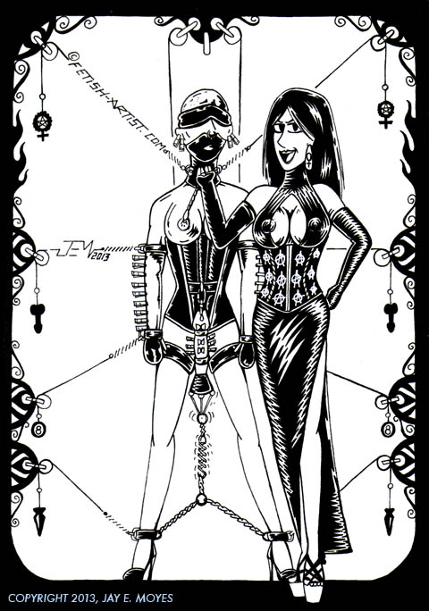 Femdom Art: Mistress with Transgender Subbie