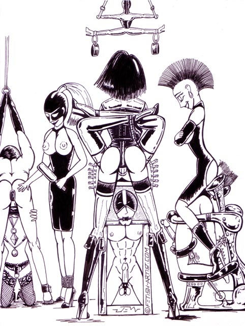 Mistress Femdom Party with facesitting, strap-on, sissies and spanking