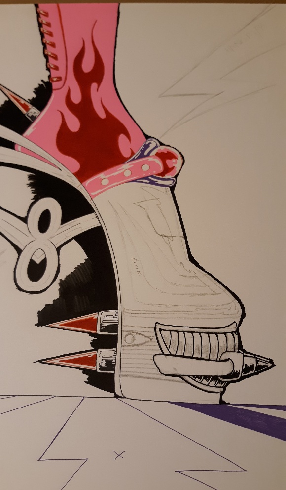 Hot Rod Shoe drawing in progress.